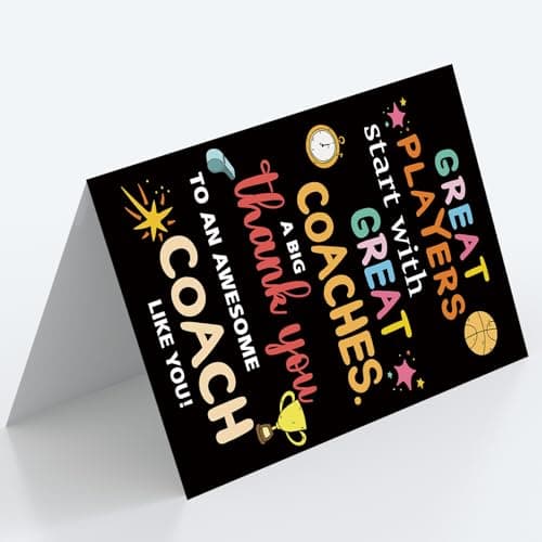 Thank You Coach Card for Men Women, Basketball Baseball Volleyball Pool Football Coach Appreciation Gifts, Great Players Start With Great Coaches
