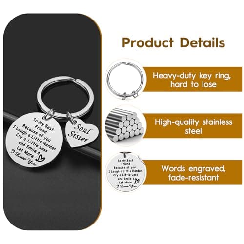 iJuqi Soul Sister Keychain Gift for Best Friends - Birthday and Christmas Gifts for Women