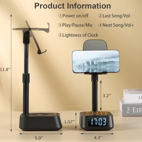 Gifts for Men Women, Adjustable Phone Stand Bluetooth Speaker, Birthday Gifts Him Husband, Phone Holder for Kitchen Desk Bedroom, Cool Tech Gadget for Dad Mom Boyfriend, Christmas Ideal