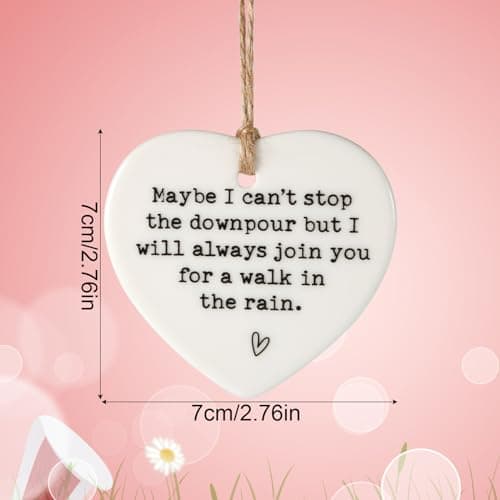 Maybe I Can't Stop the Downpour Plaque, Ceramic Heart Souvenir Hanging Friendship Plaque Crafts Friendship Gift Bestie/Sister Tough Time Gift Hang Sign Ornament for Wall Door Decor