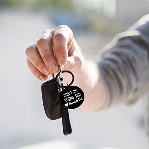 Funny Keychain Gift for Teenager from Mom, Don't Do Stupid Shit Keychain, Gift for Son Daughter Kids, Go to College Presents