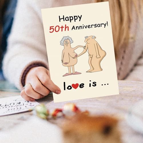 Funny 50th Wedding Anniversary Card for Men Women, Funny 50 Years Anniversary Decorations Gifts for Couple Husband Wife