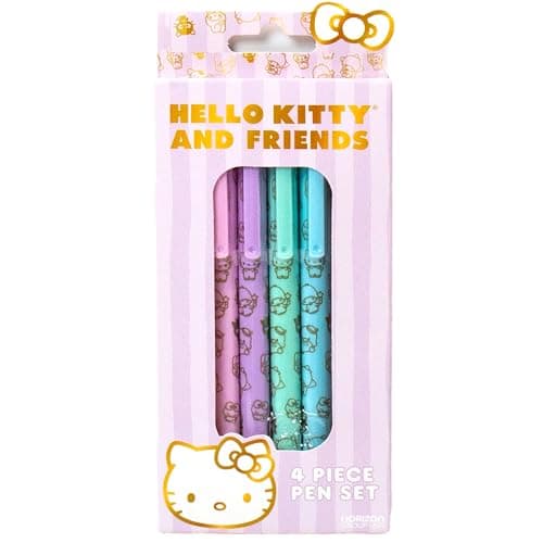 Horizon Group USA Hello Kitty & Friends 4-Piece Pen Set, My Melody, Kuromi, School and Office Supplies, Stationery