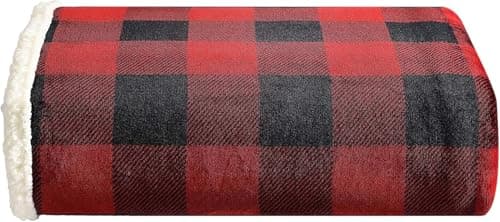 Eddie Bauer - Blanket, Super Soft Reversible Sherpa & Brushed Fleece Bedding, Throw Blankets for Couch, Ideal for Lounging (Cabin Plaid Red)