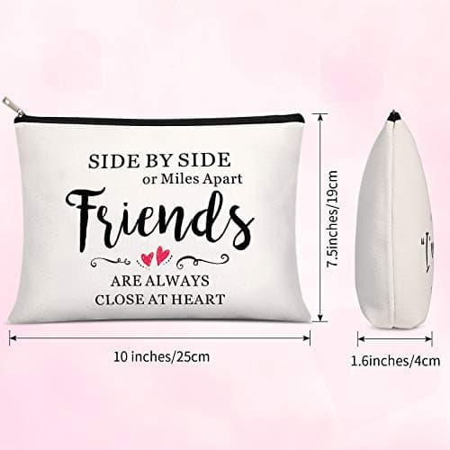 Weewooday 5 Pcs Friend Gifts Cosmetic Bags Friendship Makeup Bags for Women Party Favors, Long Distance Friendship, Side by Side Friends Gift, Girls Weekend Gifts for Birthday Teacher
