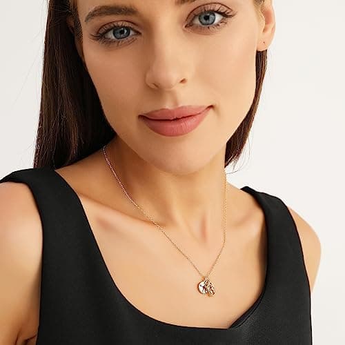 Zealmer Dainty 18K Gold Plated Compass World Map Pendant Necklace Graduation Gift for Friends