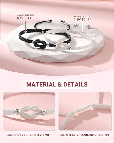 UNGENT THEM Pinky Promise Knot Couples Bracelets Anniversary Christmas Valentines I Love You Gifts for Boyfriend Girlfriend Women Men