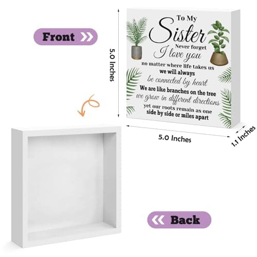 Sisters Gifts from Sister Birthday Gifts for Sister Engraved Wooden Block Sign Desk Table Decor Sign for Sister Christmas Thanksgiving Valentines Day Mothers Day Gift for Sister