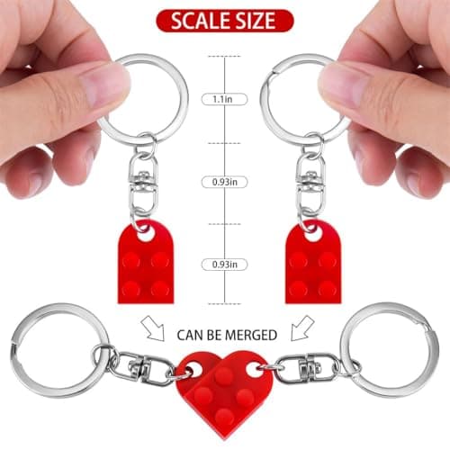 Couples Matching Stuff Gifts - Red Heart Keychain, Matching Couple Heart Keychains Decorations Christmas Valentines Day Gifts for Boyfriend Girlfriend