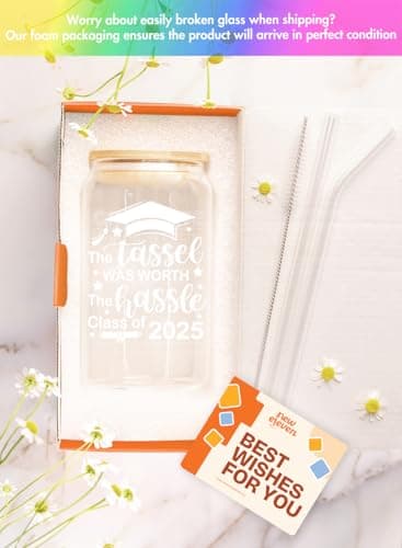 NewEleven Class Of 2025 Graduation Gifts For Her, Friends - Funny Master Degree, College Graduation Gifts From Friends And Family - 16 Oz Coffee Glass
