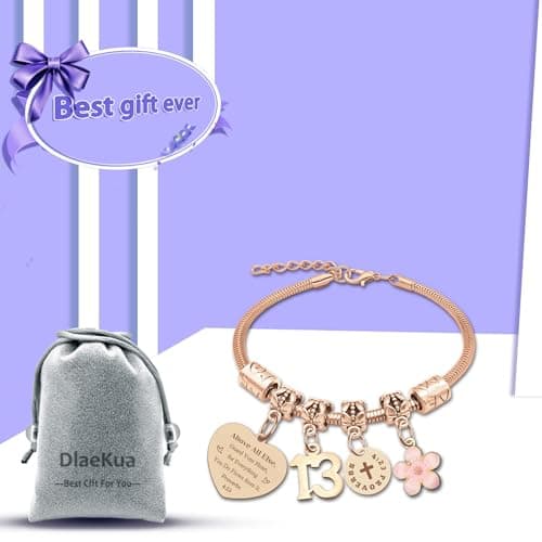DlaeKua 15th 13th 16th Birthday Gifts for Girl Stainless Steel Bracelet for Women Daughter Granddaughter Niece Sisters 15th Birthday Gift Bracelets Inspirational Gifts Bible Verse 15 13 16 Years Old