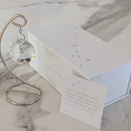 Memorialight Tabletop Sympathy Gift with Stand, Crystal Ornament Rainbow Maker, Unique Memorial Gift, Loss of Family & Loved Ones, Miscarriage or Grief Gift, Best for Bereavement & Daily Remembrance