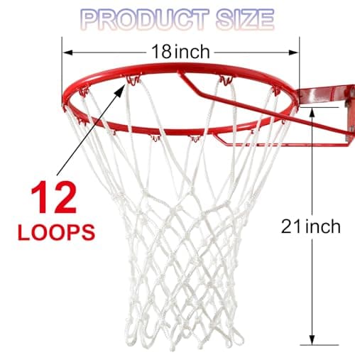 Basketball Net Outdoor,(7.16 oz) 12 Loops Professional Heavy Duty Basketball Net Replacement,All Weather Anti Whip,Suitable for Outdoor Standard Basketball Hoop