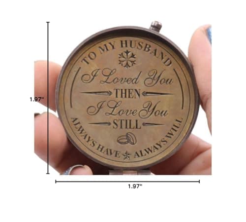 to My Husband I Love You, Brass Compass Engraved Gifts for Men, Bronze for Men, Romantic Gifts for Him/Her, Keepsake Gifts for Husband, 5th/25th 50th Wedding Ideas
