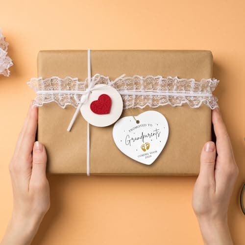 Grandparents Gifts - First Time Grandparents Gifts for Grandma, Grandpa - Baby Pregnancy Announcement Ornament for New Grandma - Grandpa to Be Ornaments 2026 - Ceramic Hanging Ornament