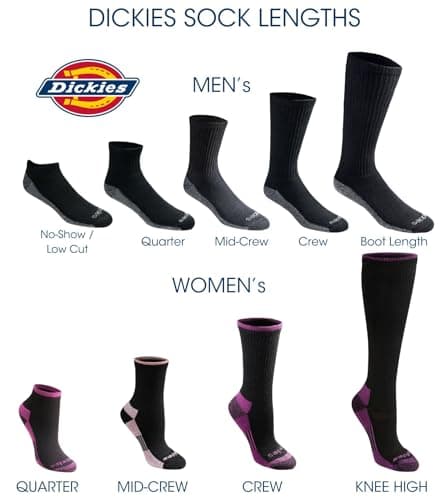 Dickies Men's Dri-Tech Original Moisture Control Crew Socks, Available in M-XXL (6, 12, 18 Pairs)