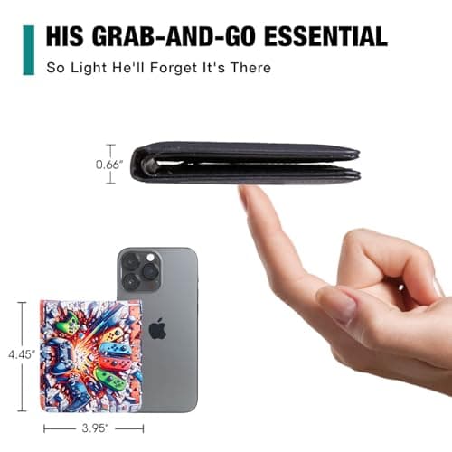 Kids Wallet for Boys, Boys Wallet for Kids Ages 4-5-6-7-8-9-10-11-12-13-14-15-16, Leather Wallet for Teen Boy, Christmas Birthday Gift Stocking Stuffer for Video Game Gaming Gamer Teenage Teenager