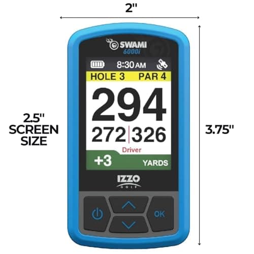Izzo Swami 6000 Handheld Golf GPS Water-Resistant Color Display with 38,000 Course Maps & Scorekeeper