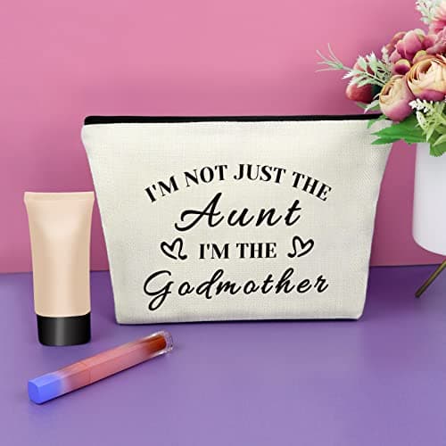 Sazuwu Godmother Aunt Gifts Godmother Gifts from Godchild Baptism Makeup Bag Aunt Christian Proposal Cosmetic Bag Birthday Christmas Mother’s Day Present Travel Pouch