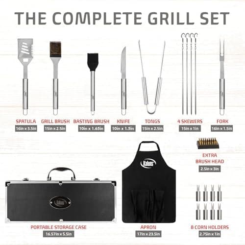 Kaluns Grilling Accessories, Birthday Gifts for Men Grilling Gifts, Heavy Duty Stainless Steel BBQ Grill Tools Set for Outdoor Grill with Aluminum Case and Apron, Husband Dad Gifts for Christmas