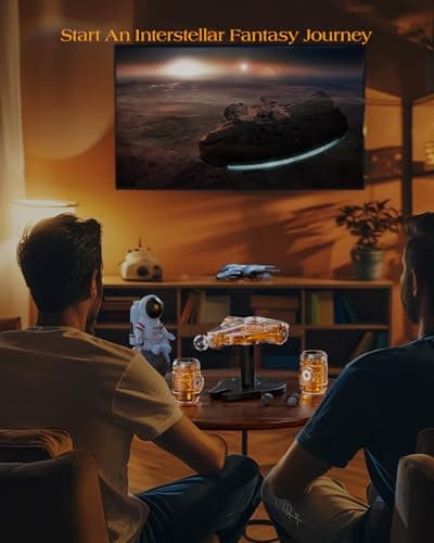 Kollea Birthday Gifts for Men Dad, Galaxy Spaceship Whiskey Decanter Sets for Men, Spacecraft Limited Edition, 2 Funny Shot Glasses, Unique Guys Brother Gift Idea, Liquor Decanter for Bar, Anniversary