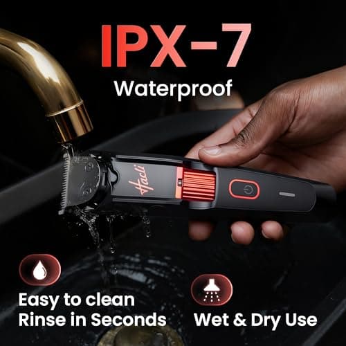 Men's Beard Trimmer with Precision Dial, 20 Adjustable Length Settings for Beard Mustache & Facial Grooming, Cordless Rechargeable, Professional Hair Clipper IPX7 Waterproof Wet/Dry Use, Red