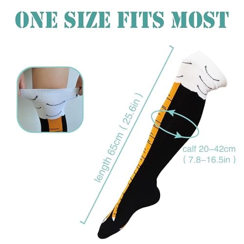 WHOTAY Crazy Funny Chicken Leg Socks for Women Men Novelty Chicken Feet Socks White Elephant Gifts for Adults Gag Gifts