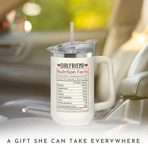 Gifts for Girlfriend - Girlfriend Gifts for Women - Anniversary, Valentines, Birthday Cup for Her - Romantic Love Glass for Couple - 40 Oz Stainless Steel Tumbler with Lid