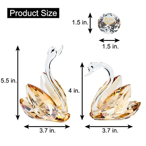YWHL 50th Wedding Anniversary Swan Gifts for Parents, 50 Years for Couple, Crystal Swan Figurine Decoration for 50 Years of Marriage