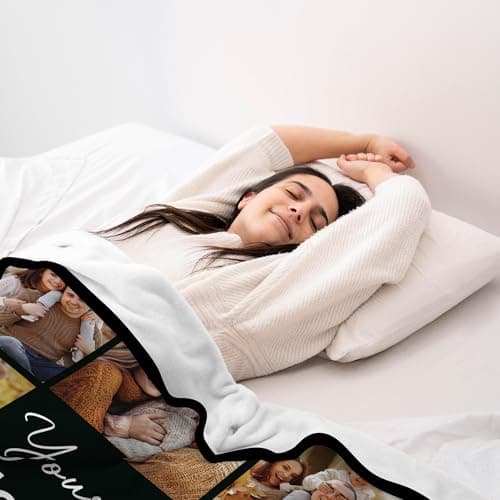 Yofair Ships Next Day, Custom Blanket with Picture Personalized Gifts for Mom Dad Customized Photo Blanket Family Christmas Birthday Gifts for Adult Husband Wife 40" W x 50" L