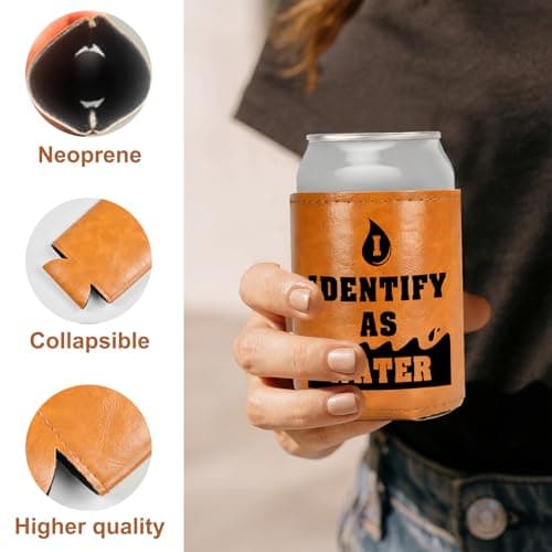 White Elephant Gifts for Adults Leather Can Cooler for Men Christmas Stocking Stuffers Gifts for Dad From Daughter Son Fathers Day Birthday Gag ldeas Funny Retirement Gift Tactical Koozie