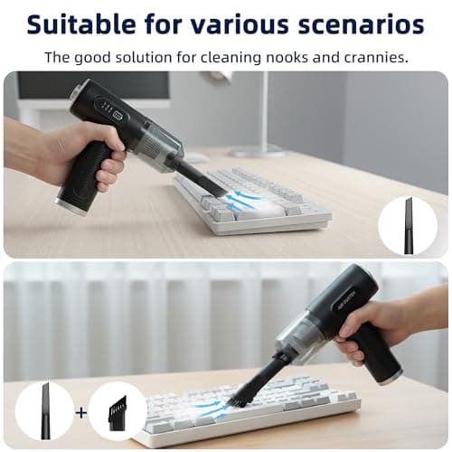Compressed Air Duster & Vacuum Cleaner-3 Gear Adjustable 100000RPM Handheld Car Vacuum/Air Blower,Electric Air Duster with LED Light for Keyboard Electric Devices Cleaning.Replaces Compressed Air Cans