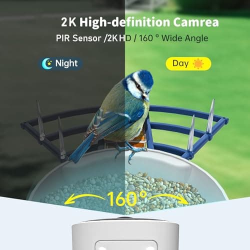 Smart Bird Feeder with Camera Solar Powered & AI Bi rd Identification, 2.4Ghz WiFi Bird feeders for Outdoors, 2K Live Video, Nstant Arrival Alerts - Gifts for Women