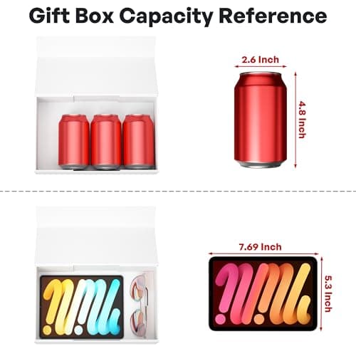 White Gift Box, 9.5x6x3'' Gift boxes for Presents with Lids Magnetic Closure Rectangle Collapsible for Bridesmaid Proposal Box, Wedding, Christmas, Halloween, Birthday Gift Packging