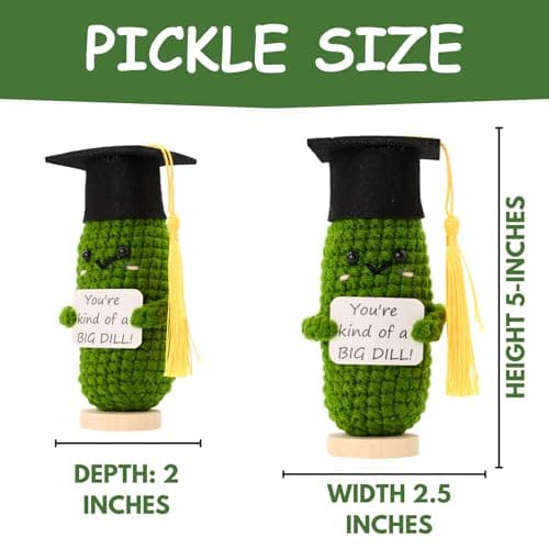 Graduation Gifts Big Dill Pickle with Stand. Supportive Gifts for PHD, College, High School. Dorm Room Desk Decor Keepsake. Funny Gag Gift