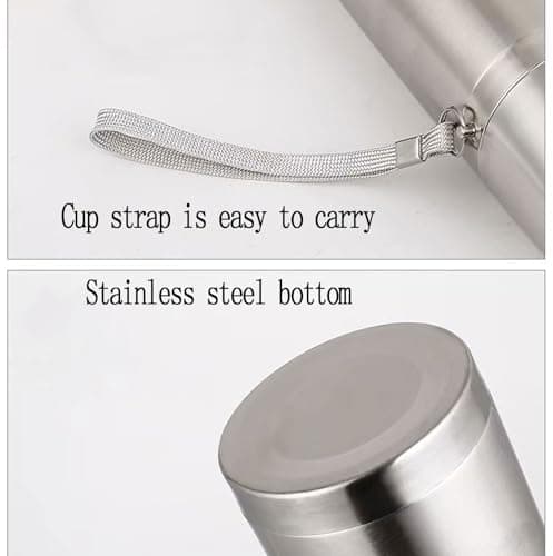 Stainless Steel Thermal Bottle Vacuum Insulated Coffee Trave Mug for Hot and Cold Drinks Double Walled Sport Water Flask with Cup 17Oz/500Ml(Silver)