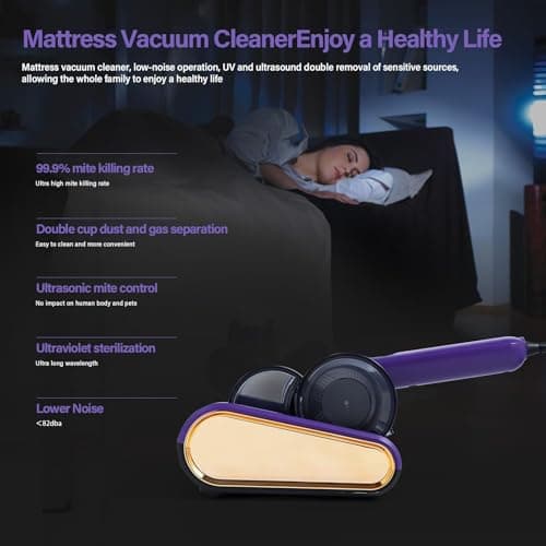 Mattress Vacuum Cleaner uv sanitizing, 16kpa Mattress Vacuum Cleaner Powerful Suction, Handheld Couch Cleaner Machine Deep Cleaner for Bed Cleaning, Sheet, Fabric Sofa Vacuuming
