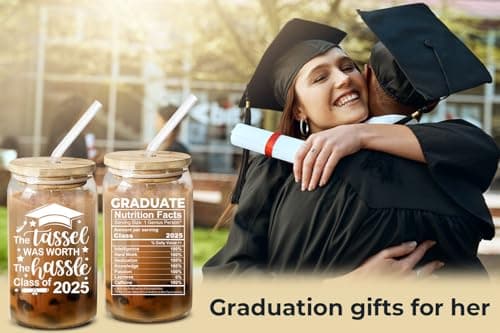 NewEleven Class Of 2025 Graduation Gifts For Her, Friends - Funny Master Degree, College Graduation Gifts From Friends And Family - 16 Oz Coffee Glass