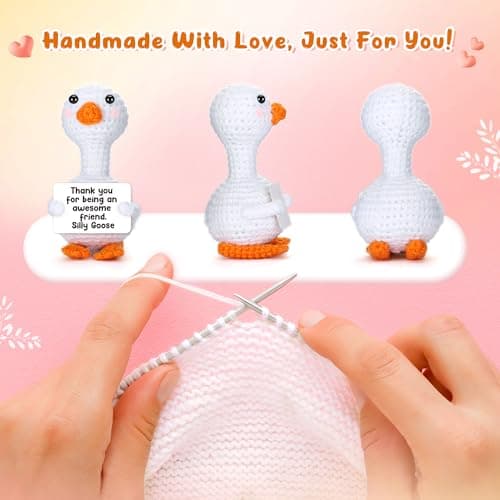 Mini Goose Best Friend Birthday Gifts for Women Men, Friendship Gifts for Her College Teen Girls, Thanksgiving Christmas Bestie BFF Long Distance Gift, Handmade Crochet Animals Funny Desk Silly Goose
