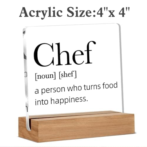 Chef Gifts for Men Women, Chef Definition Gift, Gifts for Chefs, Home Kitchen Decor, Desk Decor Acrylic Sign, 4 x 4 Inches