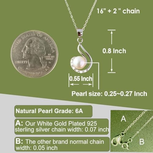 YEETONDA Granddaughter Necklace - Granddaughter Gifts from Grandma, Graduation Gifts for Her, Birthday Christmas Confirmation Wedding Keepsake Jewelry gifts for Granddaughter Teen Girls, Sterling Silver Freshwater Pearl Necklace