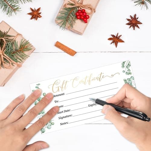 Ceiba Tree Blank Gift Certificates for Business 30 Pack Gold Foil Certificate Cards with Envelopes for Salon Restaurants Spa Birthday