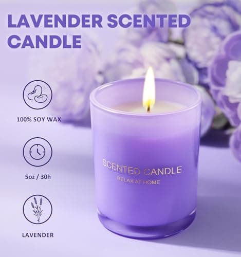 Mothers Day Gifts for Mom Daughter, Birthday Valentines Christmas Stocking Stuffer Gift Box for Women Wife Girlfriend Sister Best Friends Teachers, Violet Candle Gift Set, Self-Care Gifts for Her