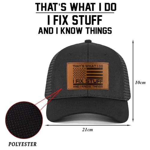 Gifts for Dad, Men,Him, Husband, Grandpa - Dad Gifts for Christmas Hat - Ideas Birthday 40th 50th 60th 70th 80th - I Fix Stuff Trucker Hat Black