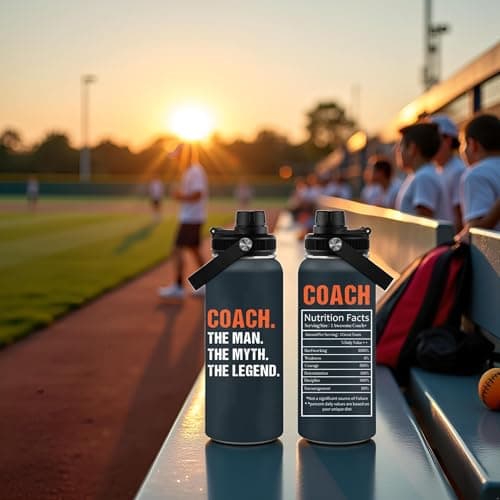 Coach Gifts - 32 Oz Coach Nutriton Facts Water Bottle, The Man The Myth The Legend - Christmas Birthday Cheer Coachs Gifts, Soccer Softball Basketball Swim Coachs Appreciation Gift for Him
