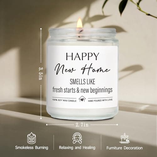Happy New Home Candle Gifts for New Homeowners, First Apartment House Warming Gift for Women Men Couple Best Friends, Housewarming Decoration Lavender Scented Candle for First Time house-75