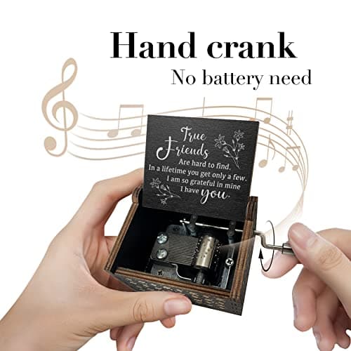 True Friendship Gifts for Women Female You are My Sunshine Wooden Music Box-True Friends are Hard to Find,I am so Grateful in Mine I Have You Keepsake Box for Friends(Black)