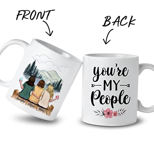 Gossby Gossby Personalized Best Friend Coffee Mug - Custom Gift for Female Best Friend with Design, Name - Christmas, Birthday, Friendship Besties Gift for Women - You're My People - 3 BFFs
