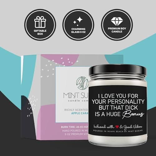 Candle Gifts for Men Funny, Boyfriend Candle, Made in USA, 9 oz, Funny Valentines Gifts for Boyfriend, Naughty Candles by Mint Sugar Candle Company