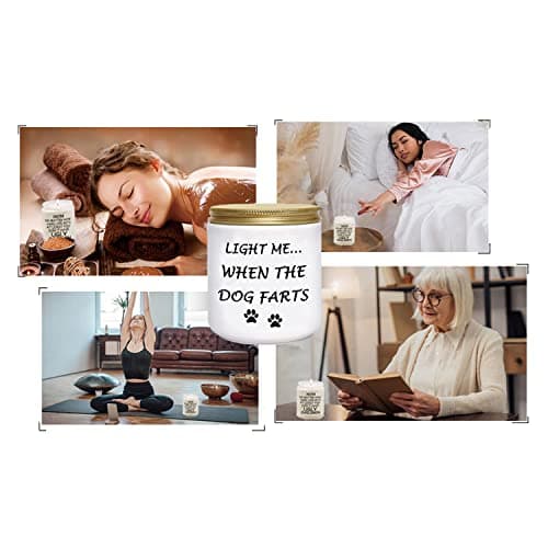 BFJLIFE Funny Gifts for Women Unique Dog Mom Dog Lovers Christmas Birthday Gifts for Her Sister Best Friend Girlfriend Wife Stocking Stuffers Light Me When Farts Lavender Scented Soy Candles